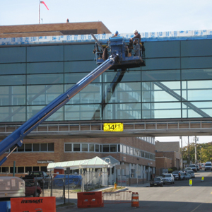 Skywalk under construction at Shore Memorial Hospital