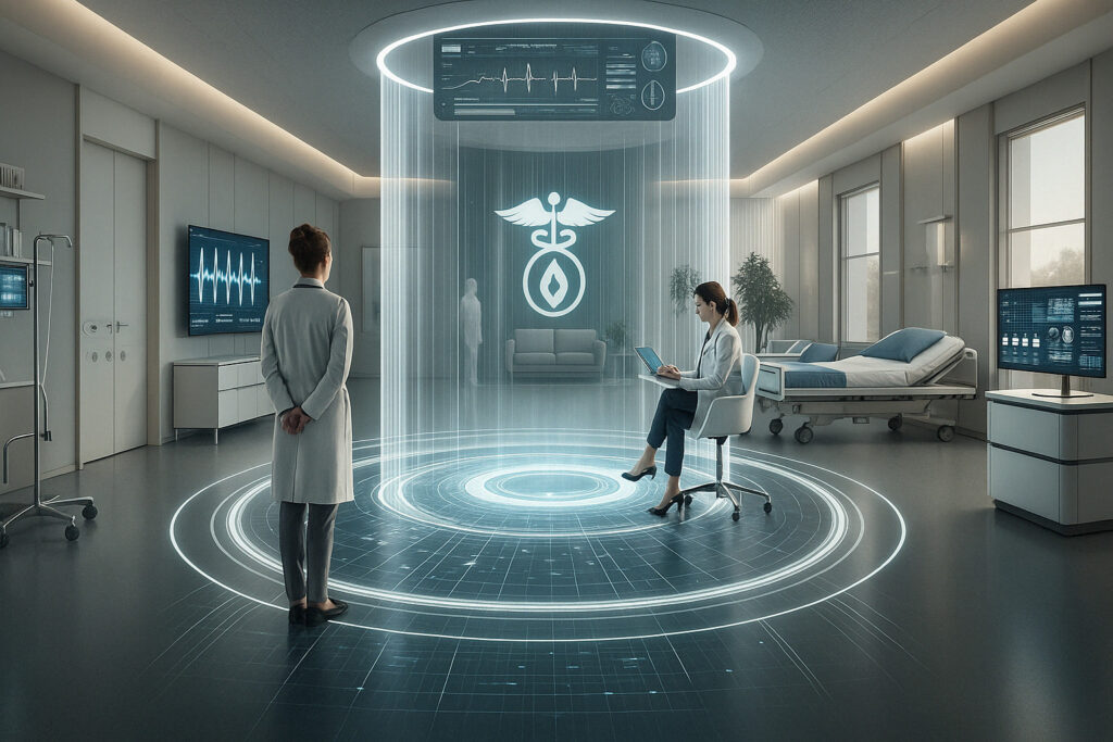 Rendering of a medical facility utilizing ai technology.
