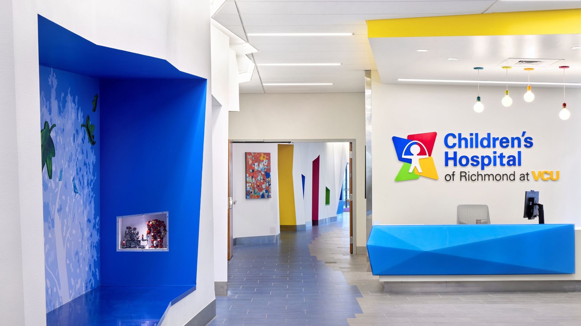 The Children’s Hospital of Richmond at VCU wanted to establish a destination for health and well-being for children of any age, create a clinical care environment that enhances interprofessional team collaboration, and engage each stakeholder—from staff members and patients to their families and the community—throughout the design process to understand their perspective and adapt creative elements as needed.