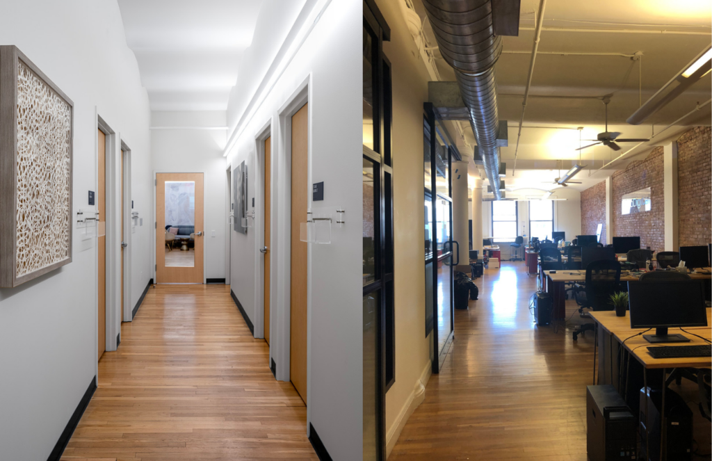 efore and after images of the future clinic of RMA of New York. 