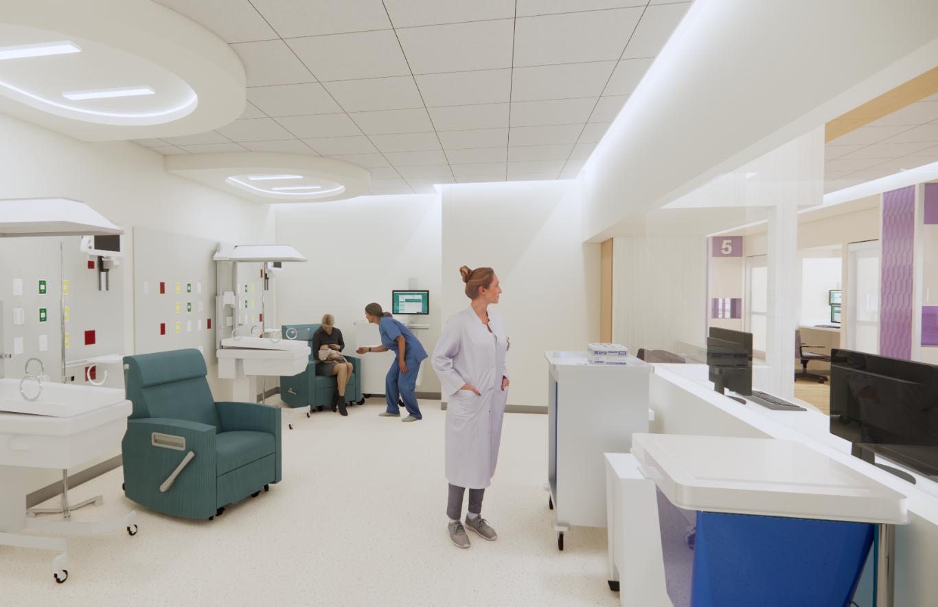 Key elements outlined include sensory-optimized patient rooms, on-unit procedural space to support rapid intervention, family transition rooms for families preparing for discharge, improved space for clinical workflows and equipment, technology upgrades, and expanded academic space tied to the region’s neonatology fellowship program and academic partners LSU Health New Orleans and Tulane Medicine. 