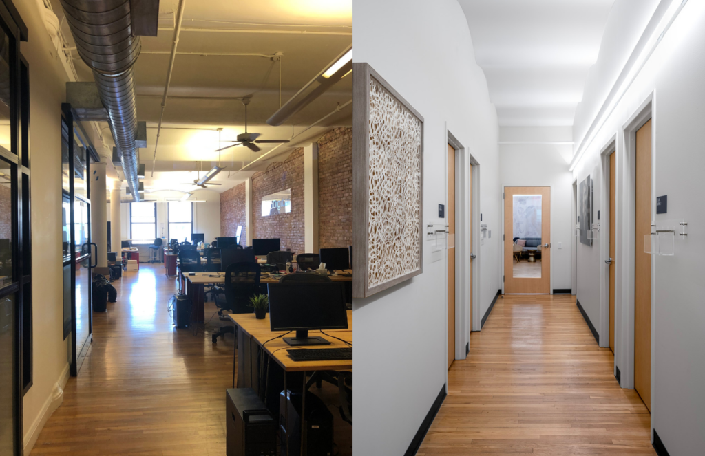 Before and after images: RMA of New York, SoHo.