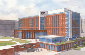 A rendering of the College of Medicine Interdisciplinary Building shows a modern building that would be a focal point for the Memphis campus and a point of pride for the College of Medicine and UT Health Sciences statewide. | Photo Credit: University of Tennessee Health Science Center