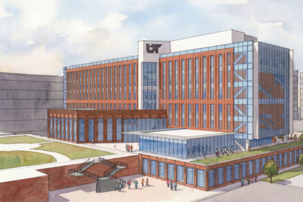 A rendering of the College of Medicine Interdisciplinary Building shows a modern building that would be a focal point for the Memphis campus and a point of pride for the College of Medicine and UT Health Sciences statewide. | Photo Credit: University of Tennessee Health Science Center