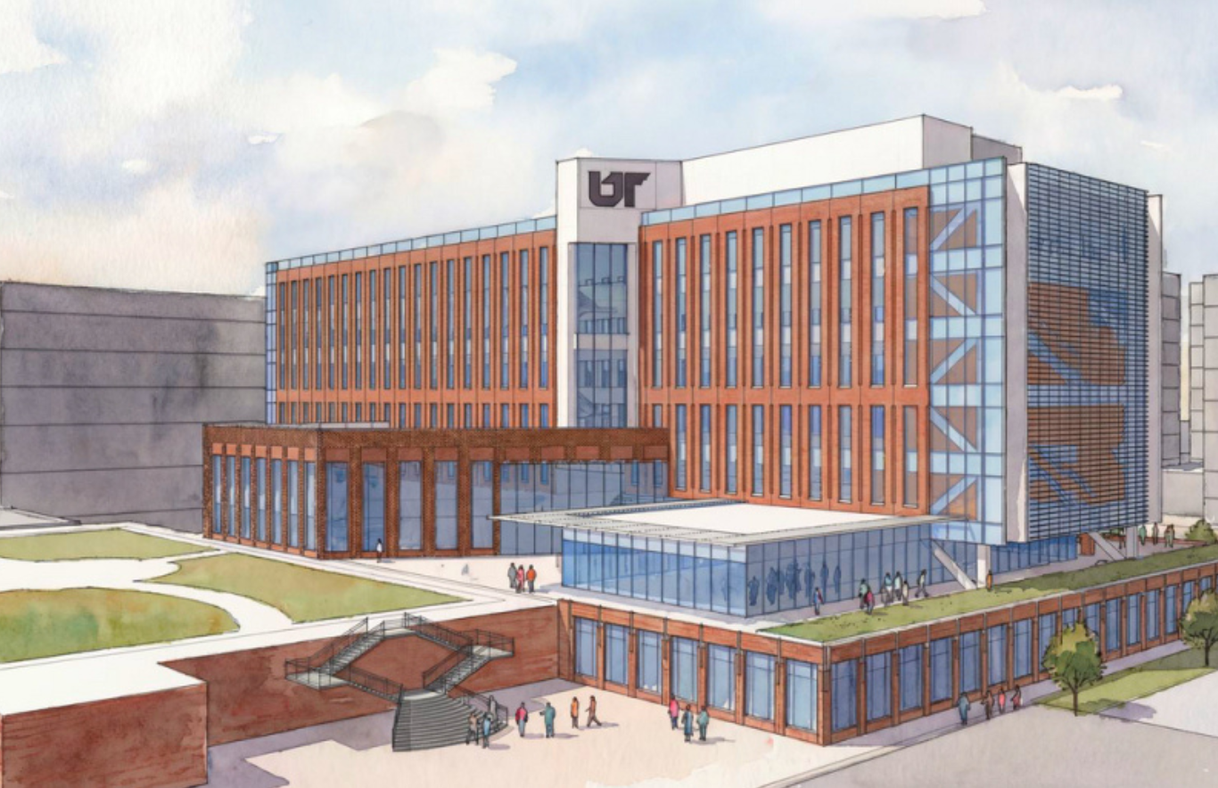 A rendering of the College of Medicine Interdisciplinary Building shows a modern building that would be a focal point for the Memphis campus and a point of pride for the College of Medicine and UT Health Sciences statewide. | Photo Credit: University of Tennessee Health Science Center