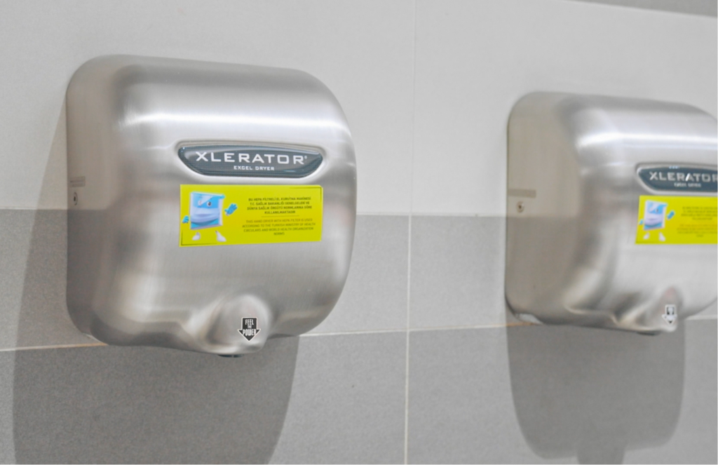 the Infection Control Board determined that traditional high velocity dryers, where hands are held beneath the airflow, offer a more hygienic solution than trough style units.