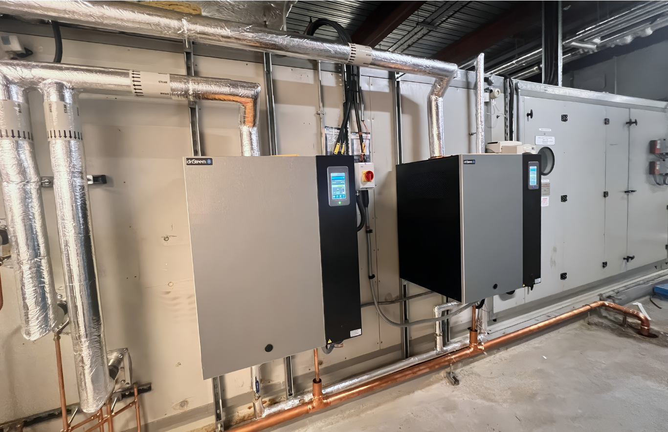 Humidification systems designed for large buildings help maintain consistent indoor humidity in healthcare environments with high air volumes and continuous operation.