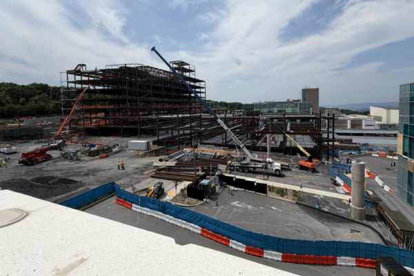 Geisinger has reached a significant milestone in the nearly $900 million expansion and modernization of Geisinger Wyoming Valley Medical Center, completing structural steel installation for the project's new patient tower during a beam-topping ceremony held July 15. T