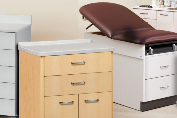 Mobile treatment cabinets by Clinton Industries Inc. are designed to move supplies or work surfaces closer to work or examination areas.