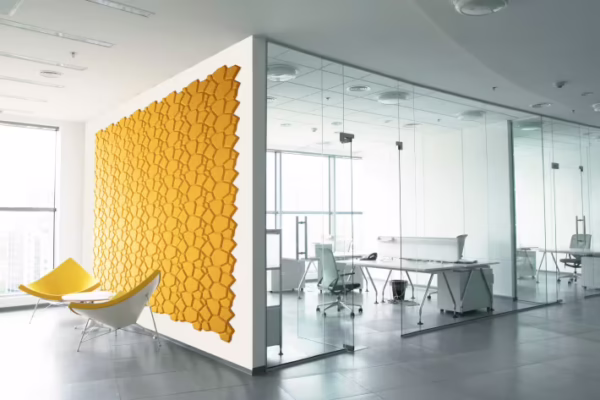 Momentum’s Beehive acoustic wall panel is designed to provide sound absorption while adding a geometric element to interior spaces.