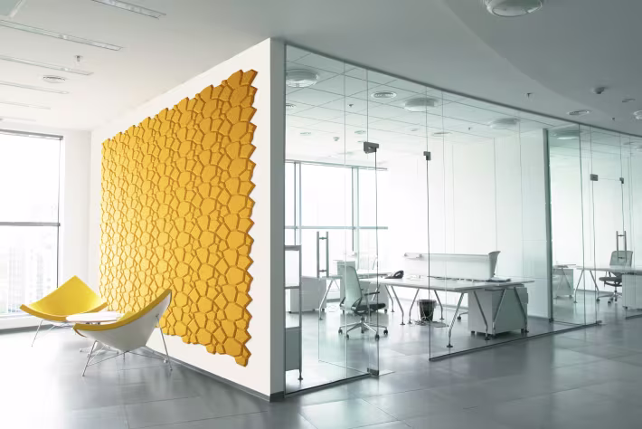Momentum’s Beehive acoustic wall panel is designed to provide sound absorption while adding a geometric element to interior spaces.
