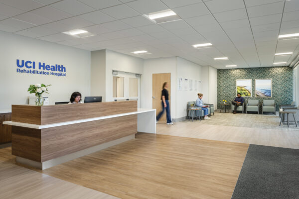 lobby at new UCI Health – Irvine Rehabilitation Hospital